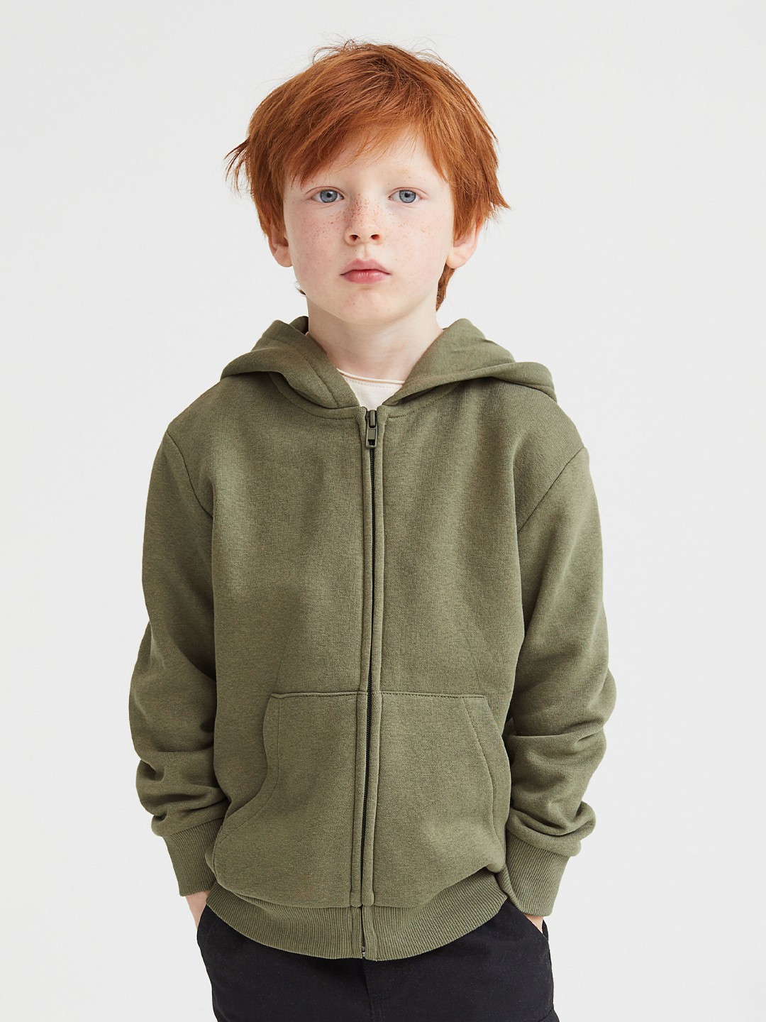 

H&M Boys 2-Pack Zip-Through Hoodies, Olive
