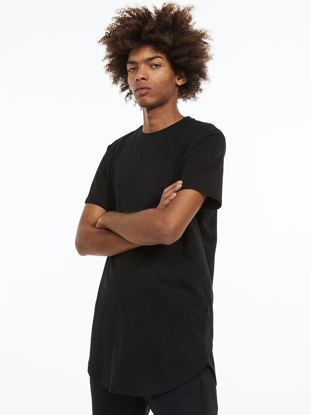 

H&M Men Long Fit T-shirt, Black