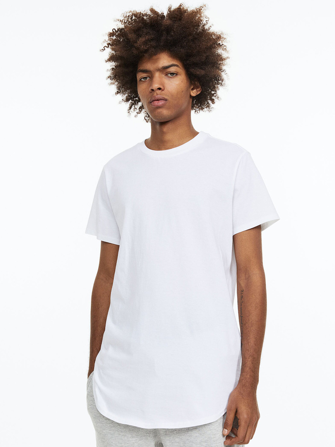 

H&M Men Long Fit T-Shirt, White