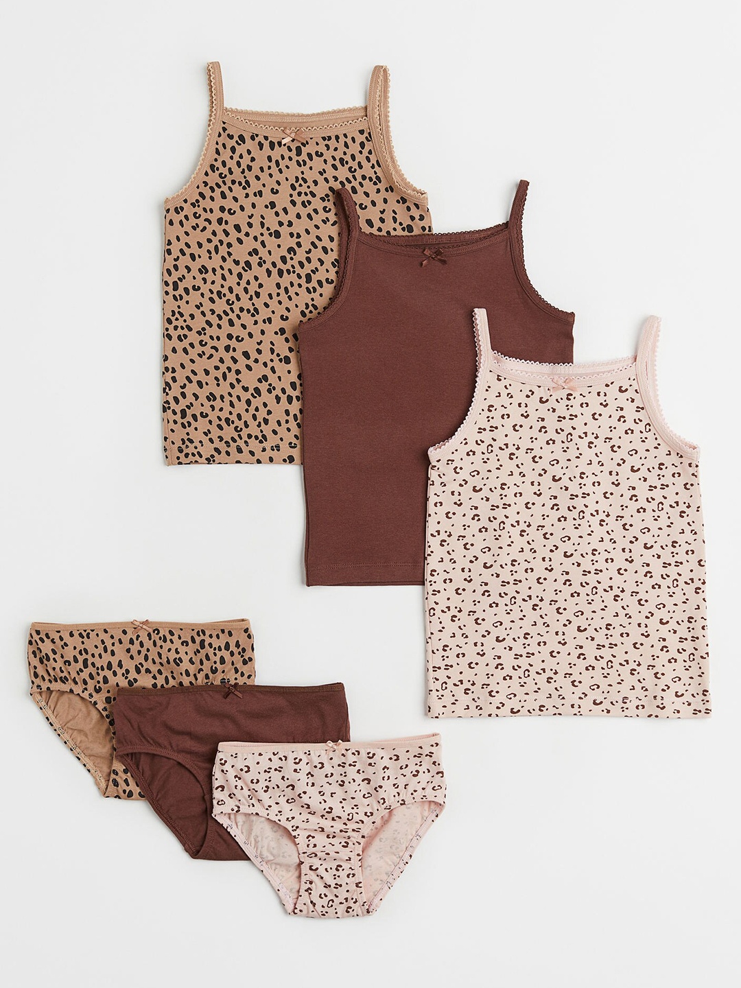 

H&M Girls 6-Piece Cotton Set, Beige