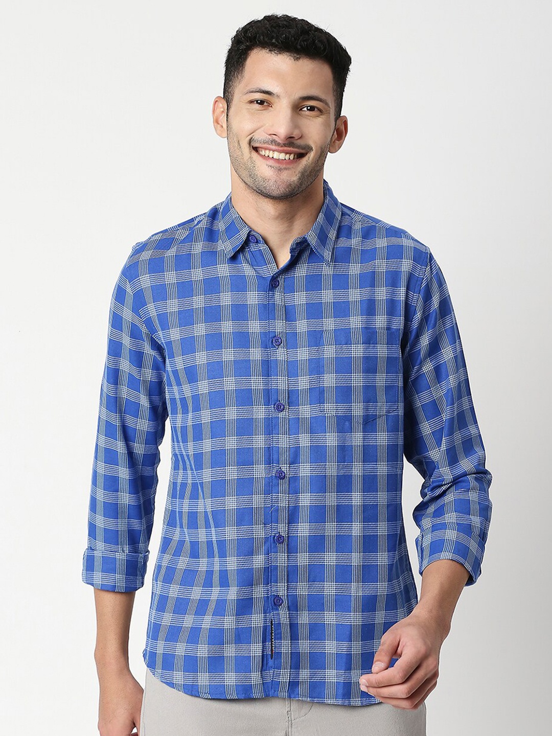 

Metronaut Checked Classic Fit Long Sleeves Casual Shirt, Blue