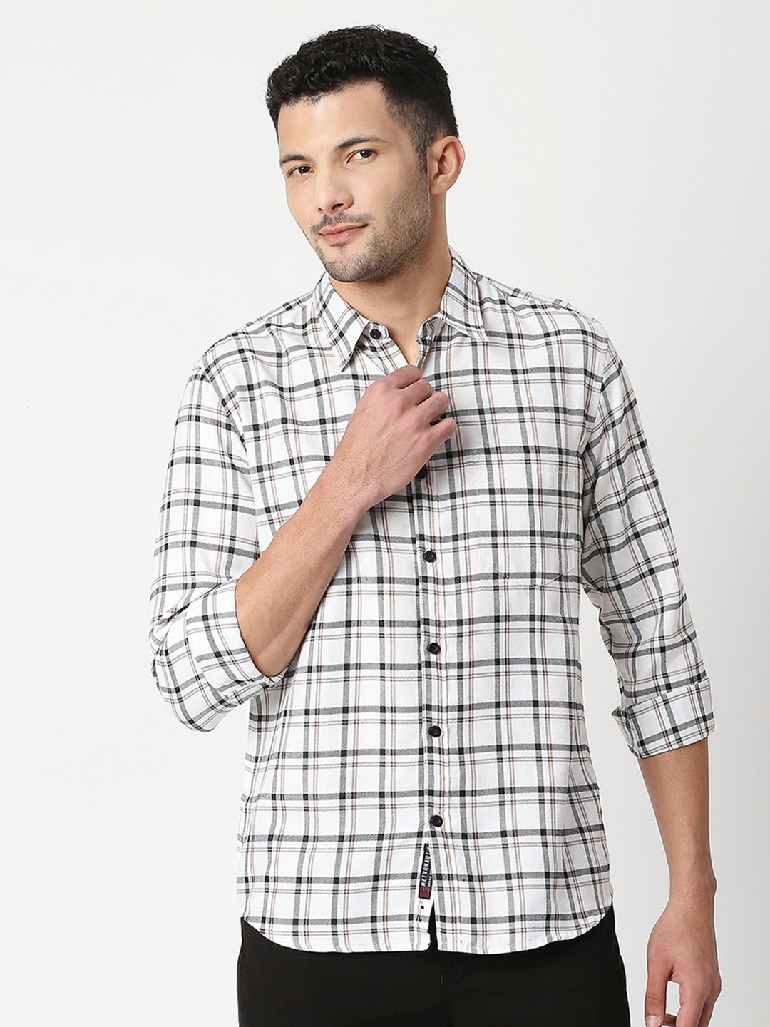 

Metronaut Grid Tattersall Checked Long Sleeves Classic Fit Casual Shirt, White