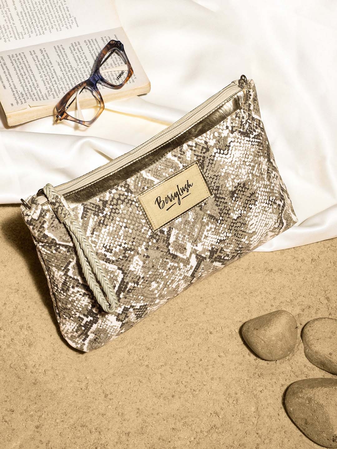 

Berrylush Beige & White Textured Structured Sling Bag