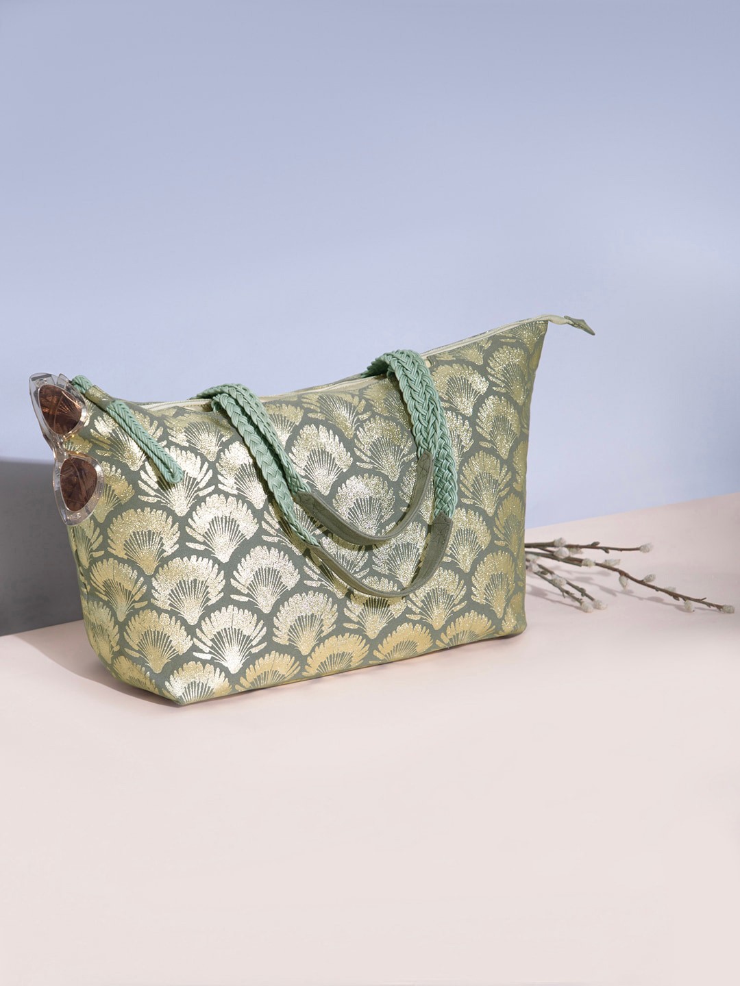 

Berrylush Printed Structured Tote Bag, Grey