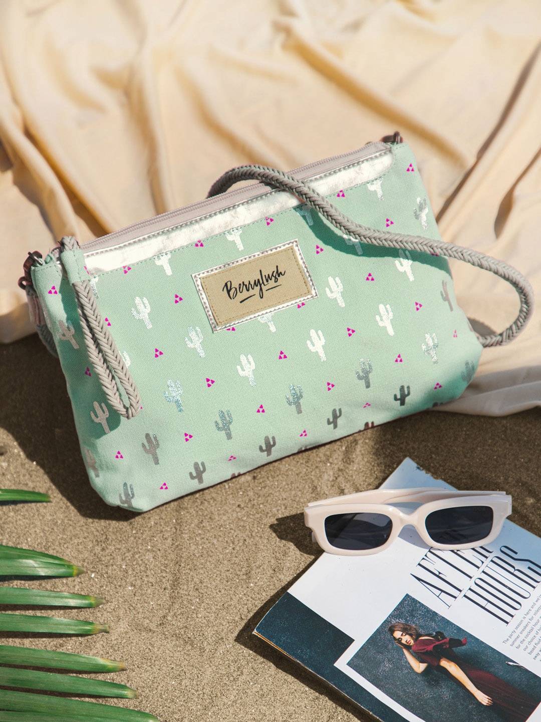 

Berrylush Sea Green & Sliver Printed Swagger Sling Bag