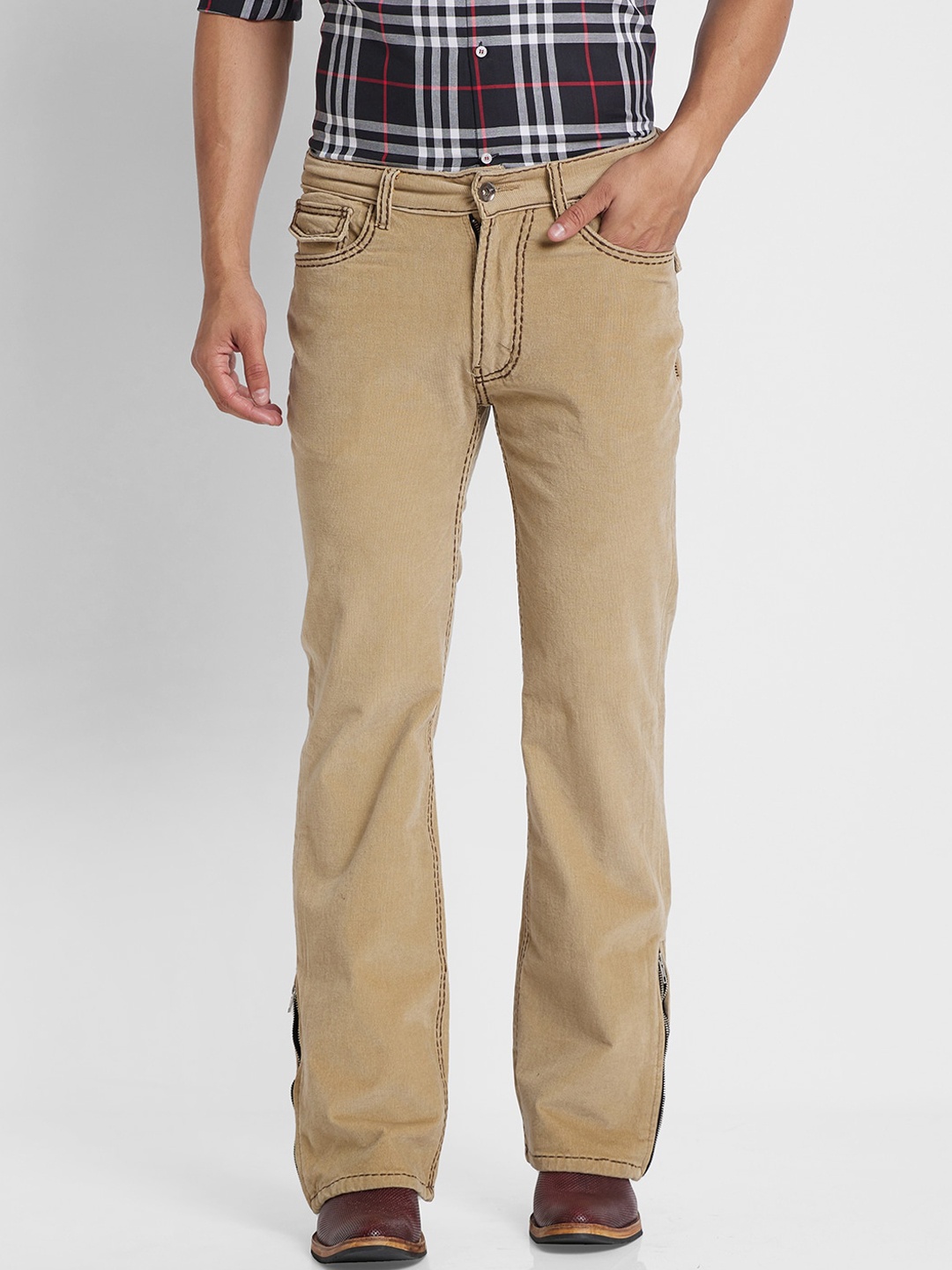 

mode de base Men Jean Bootcut Stretchable Cotton Jeans, Beige