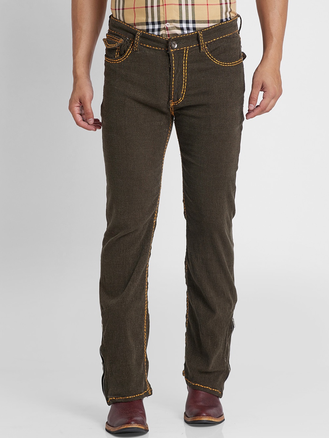 

mode de base Men Jean Bootcut Stretchable Jeans, Brown