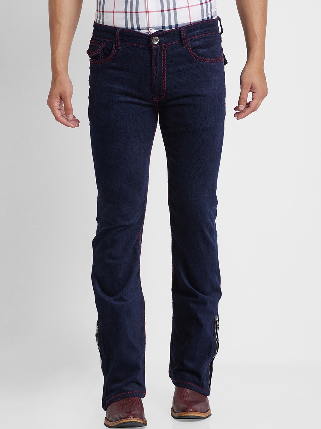 

mode de base Men Jean Bootcut Stretchable Cotton Jeans, Navy blue