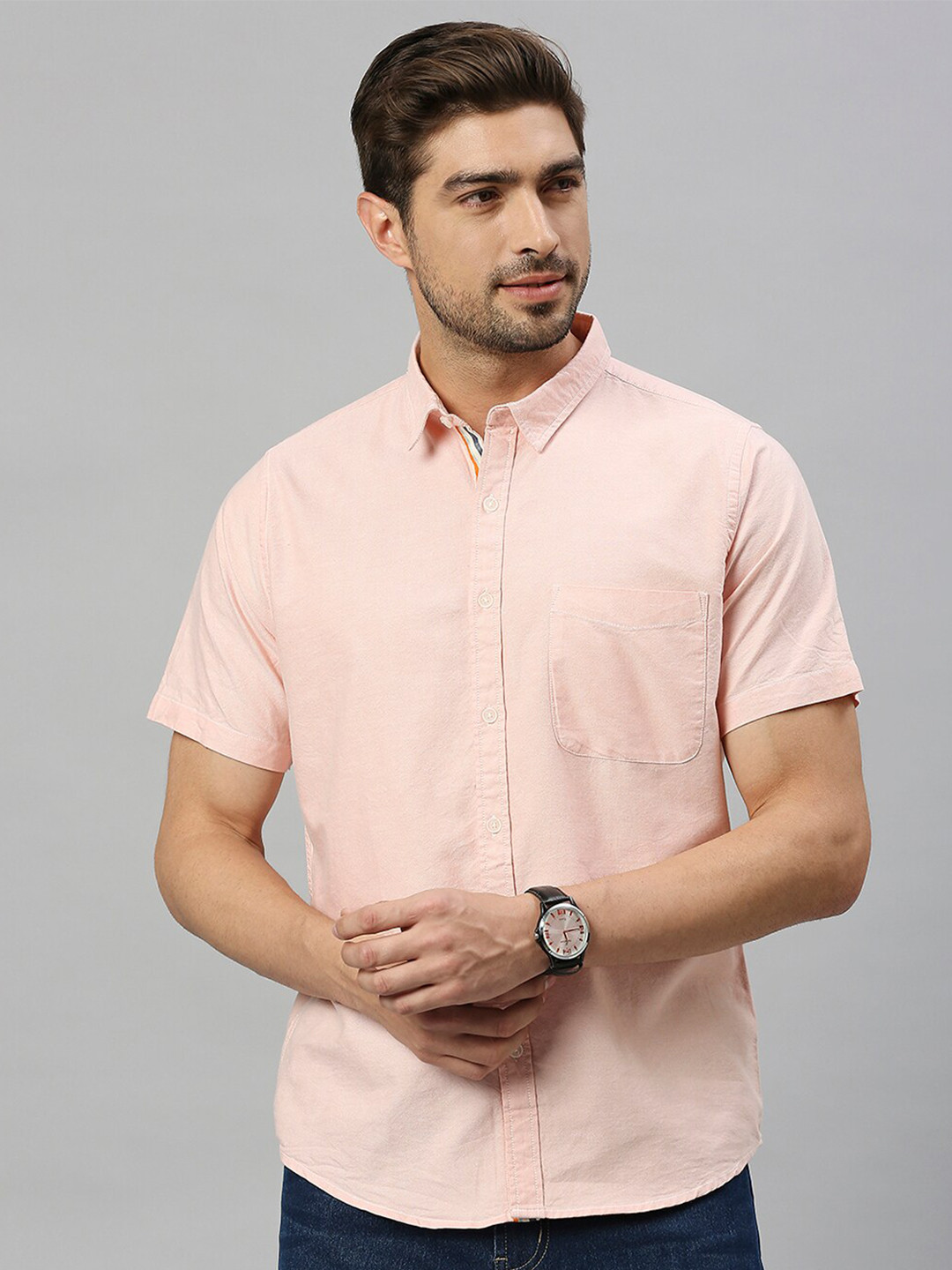 

Thomas Scott Classic Slim Fit Opaque Cotton Casual Shirt, Orange