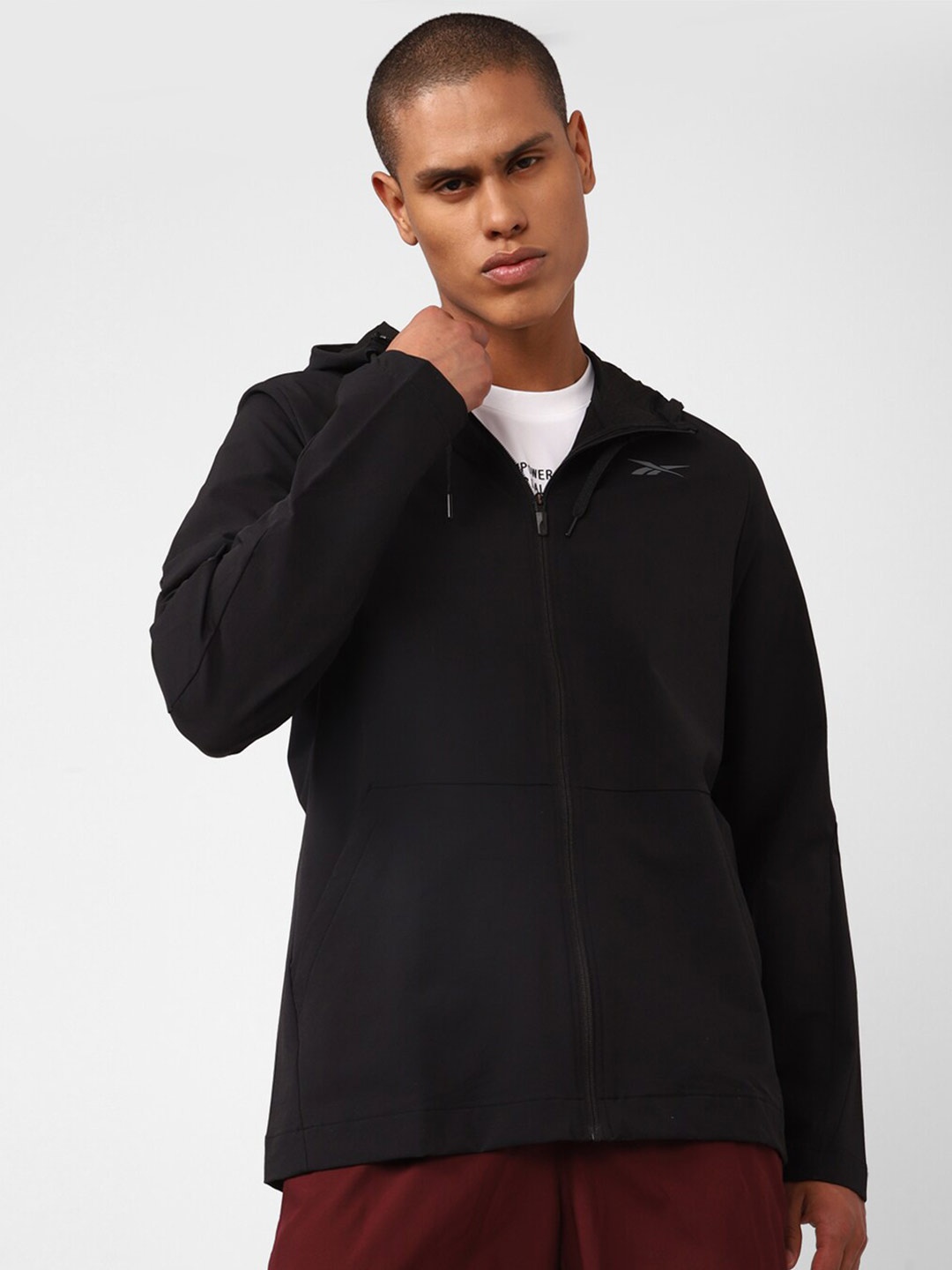 

Reebok Men Ltwt Woven FZ Hooded Sweatshirt, Black