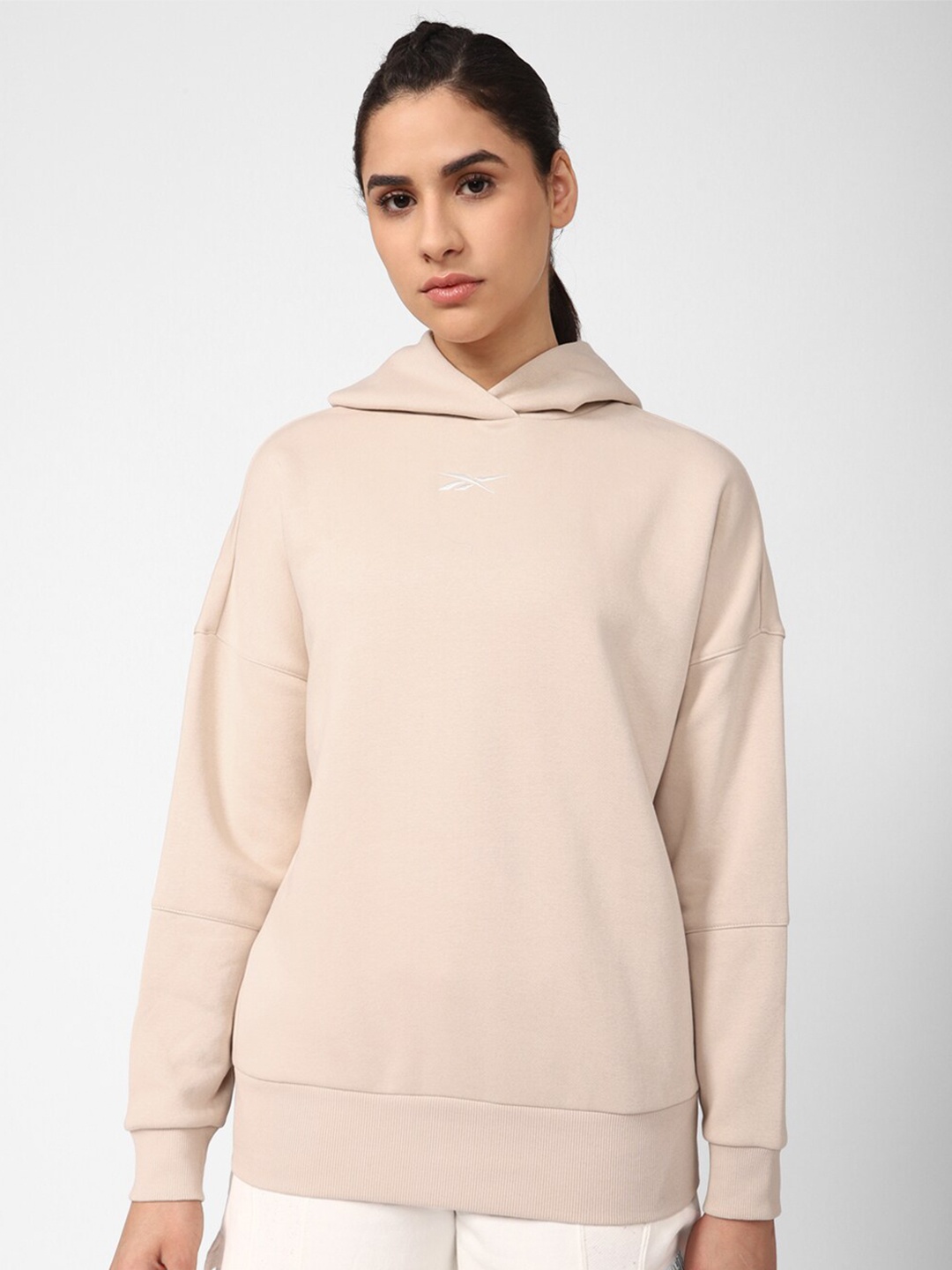 

Reebok Women Lux Hooded Sweatshirt, Beige