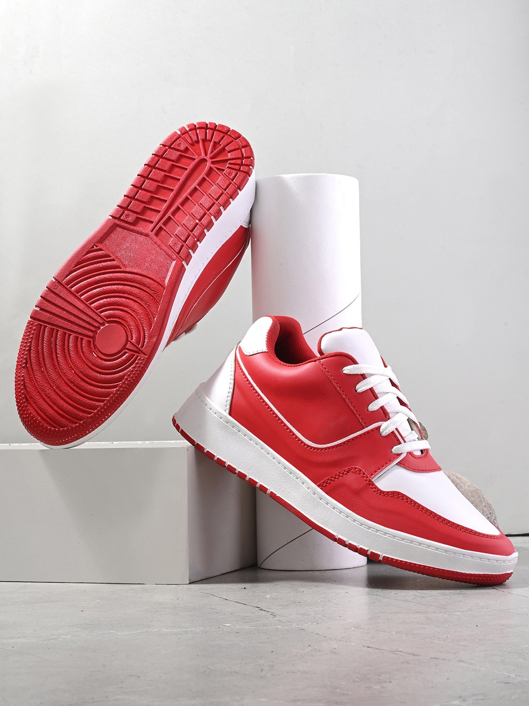 

Mast & Harbour Men Red And White Colourblocked Sneakers