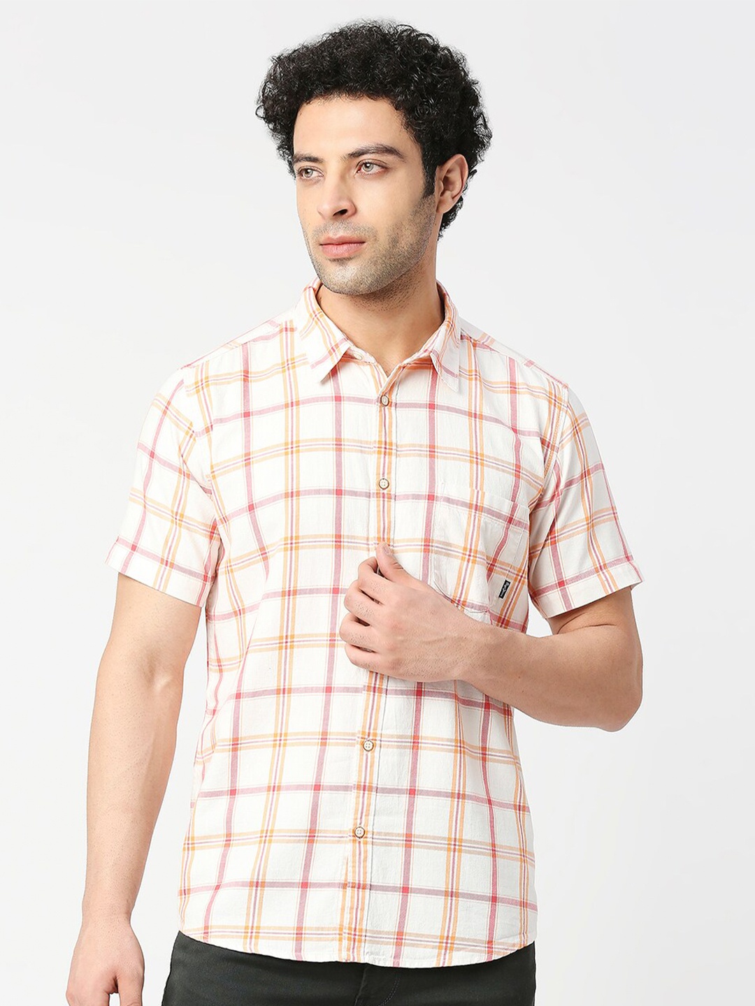 

Pepe Jeans Standard Checked Pure Cotton Casual Shirt, Orange
