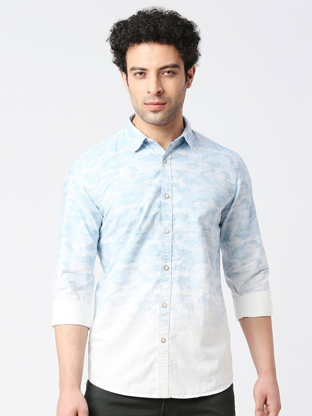 

Pepe Jeans Standard Camouflage Printed Pure Cotton Casual Shirt, Blue