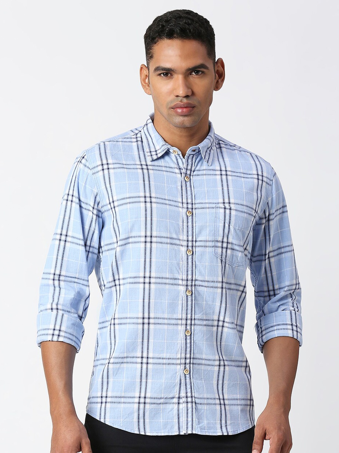 

Pepe Jeans Standard Checked Pure Cotton Casual Shirt, Blue