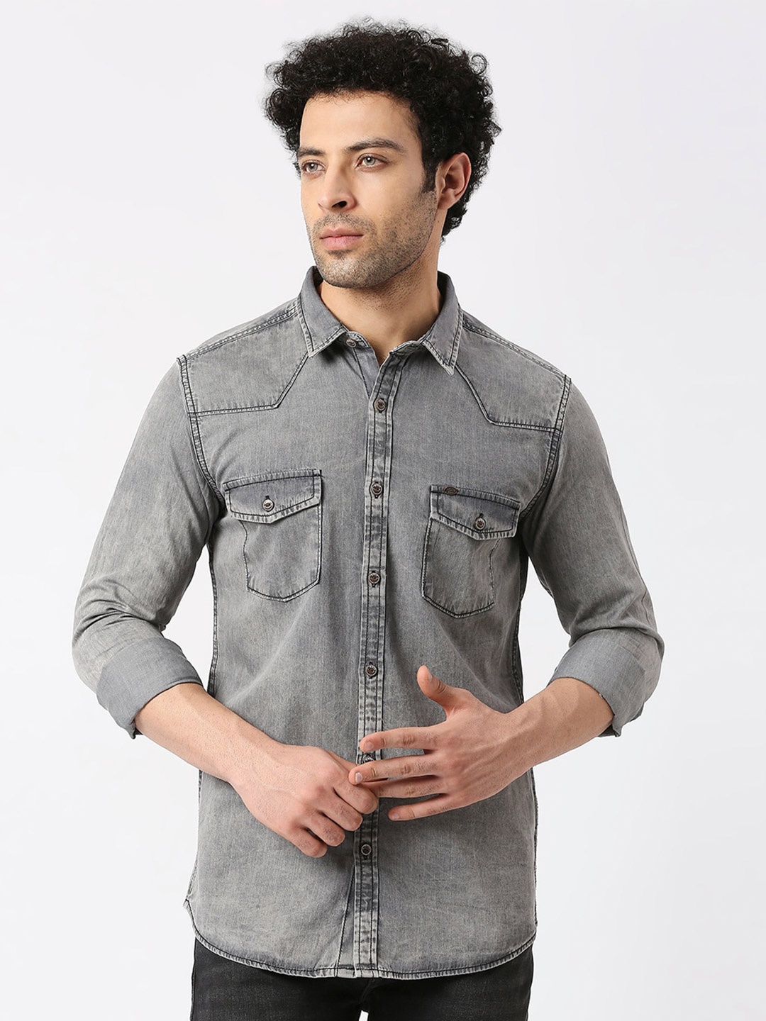 

Pepe Jeans Standard Faded Opaque Faded Casual Shirt, Grey