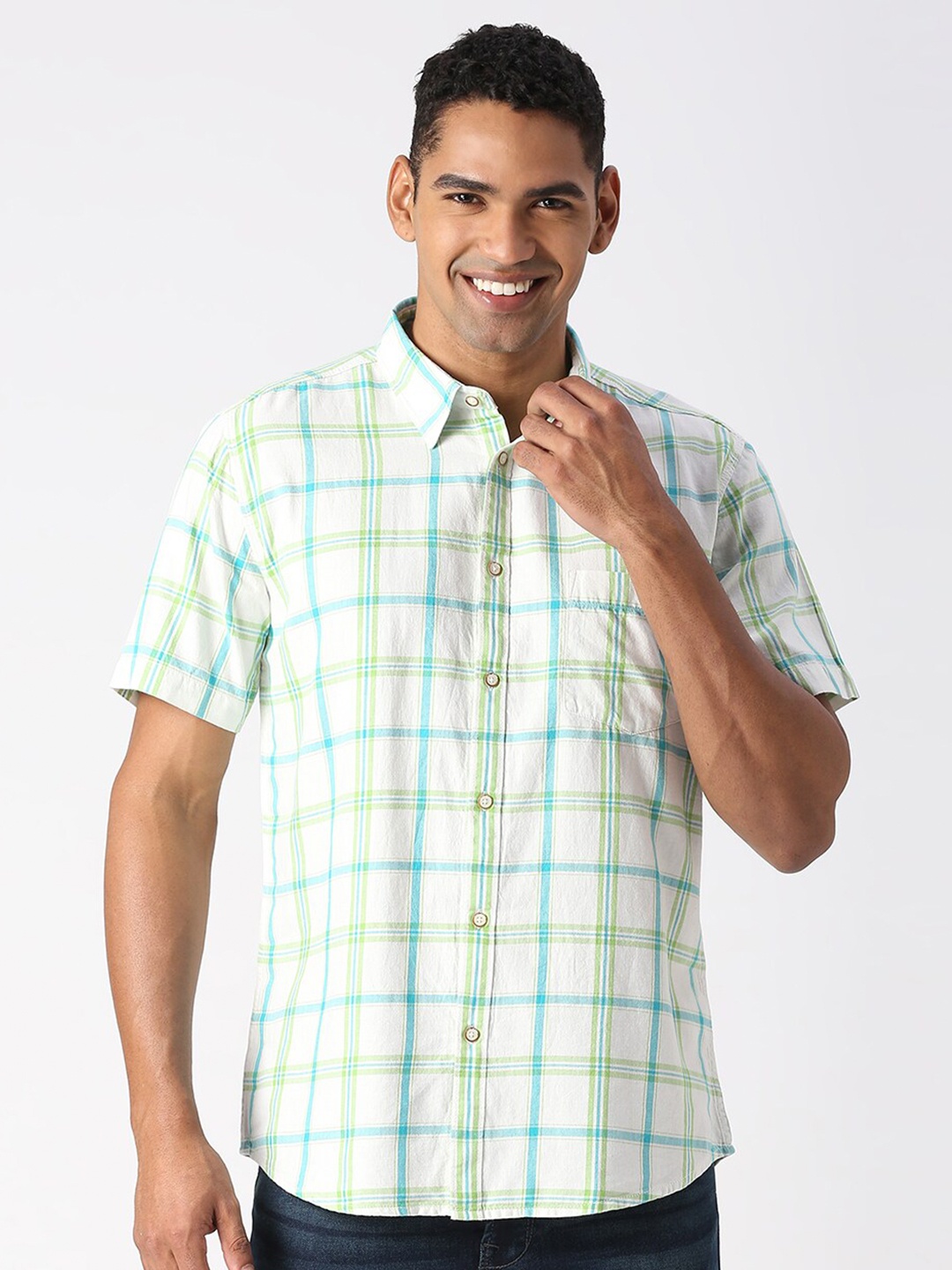 Pepe Jeans Standard Opaque Checked Casual Shirt, Green