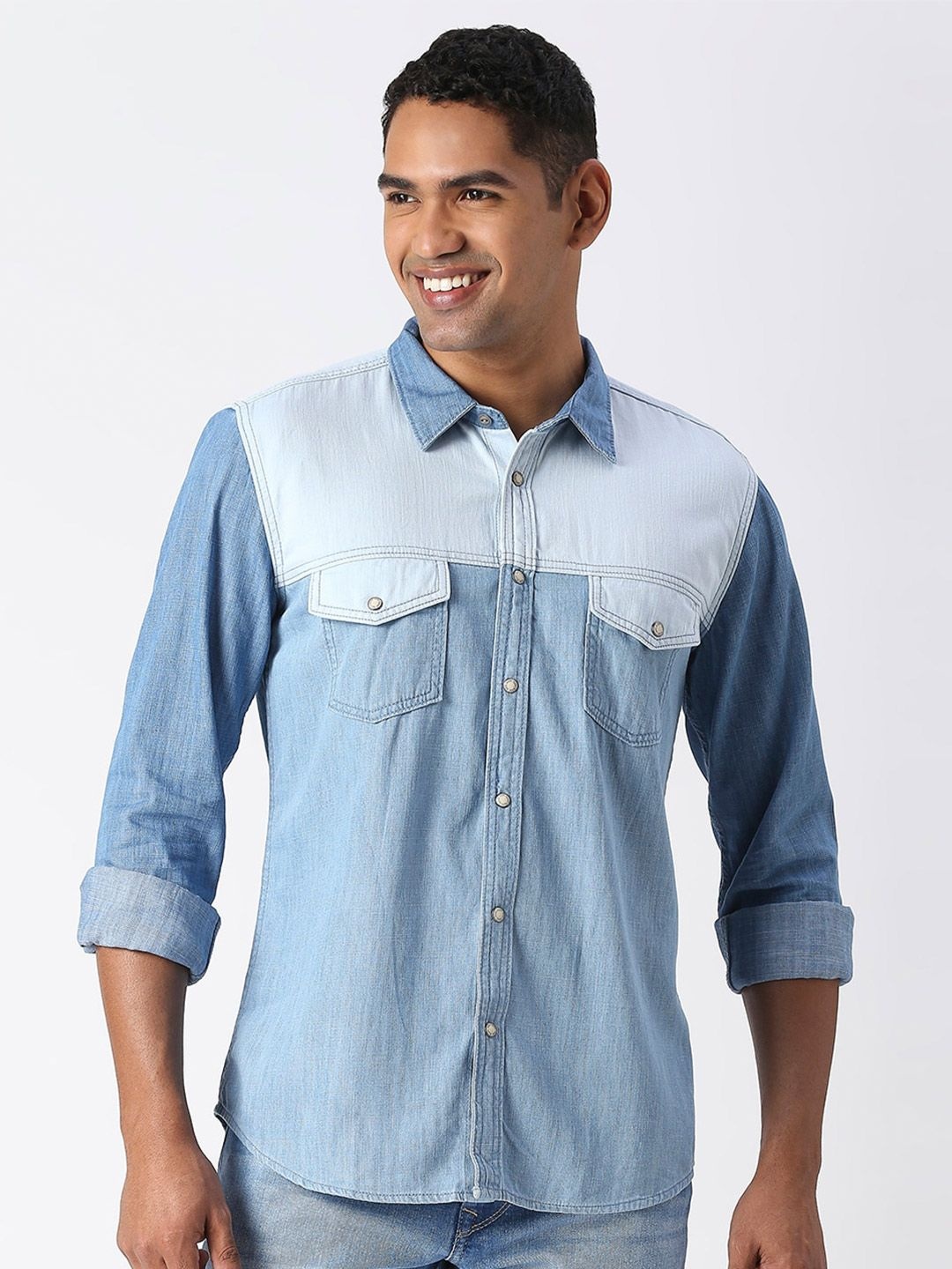 

Pepe Jeans Standard Faded Pure Cotton Casual Shirt, Blue