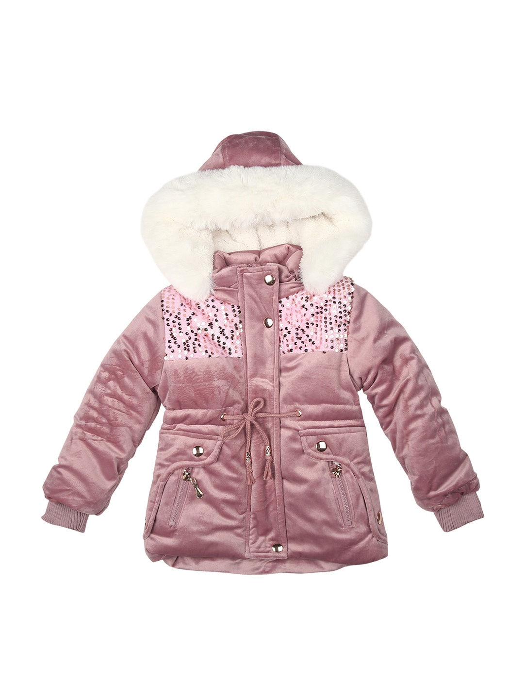 

mothercare Girls Embellished Hooded Longline Parka Jacket, Pink