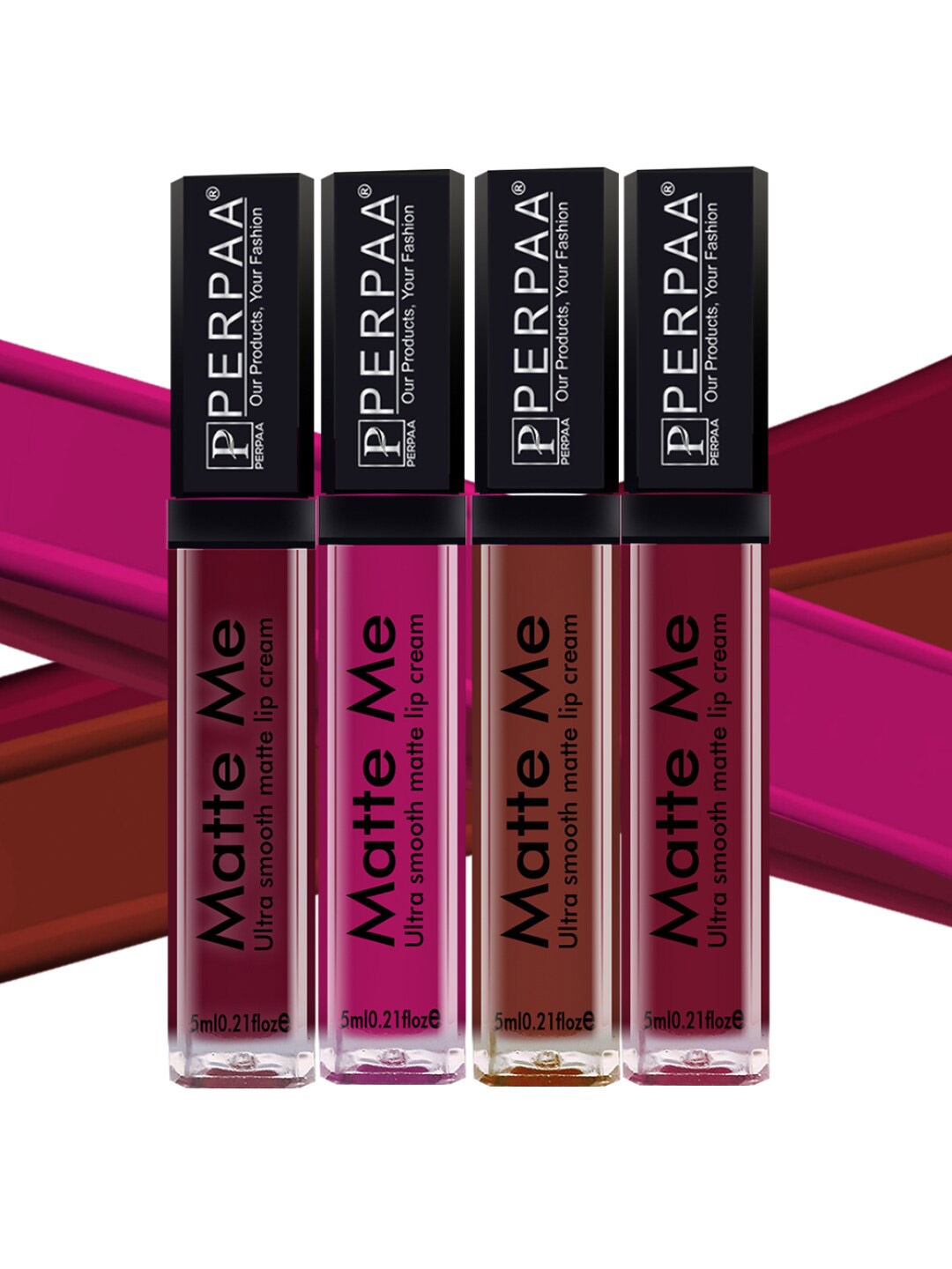 

PERPAA Matte Me Set of 4 One Stroke Matte Liquid Lipsticks 5ml Each, Multi
