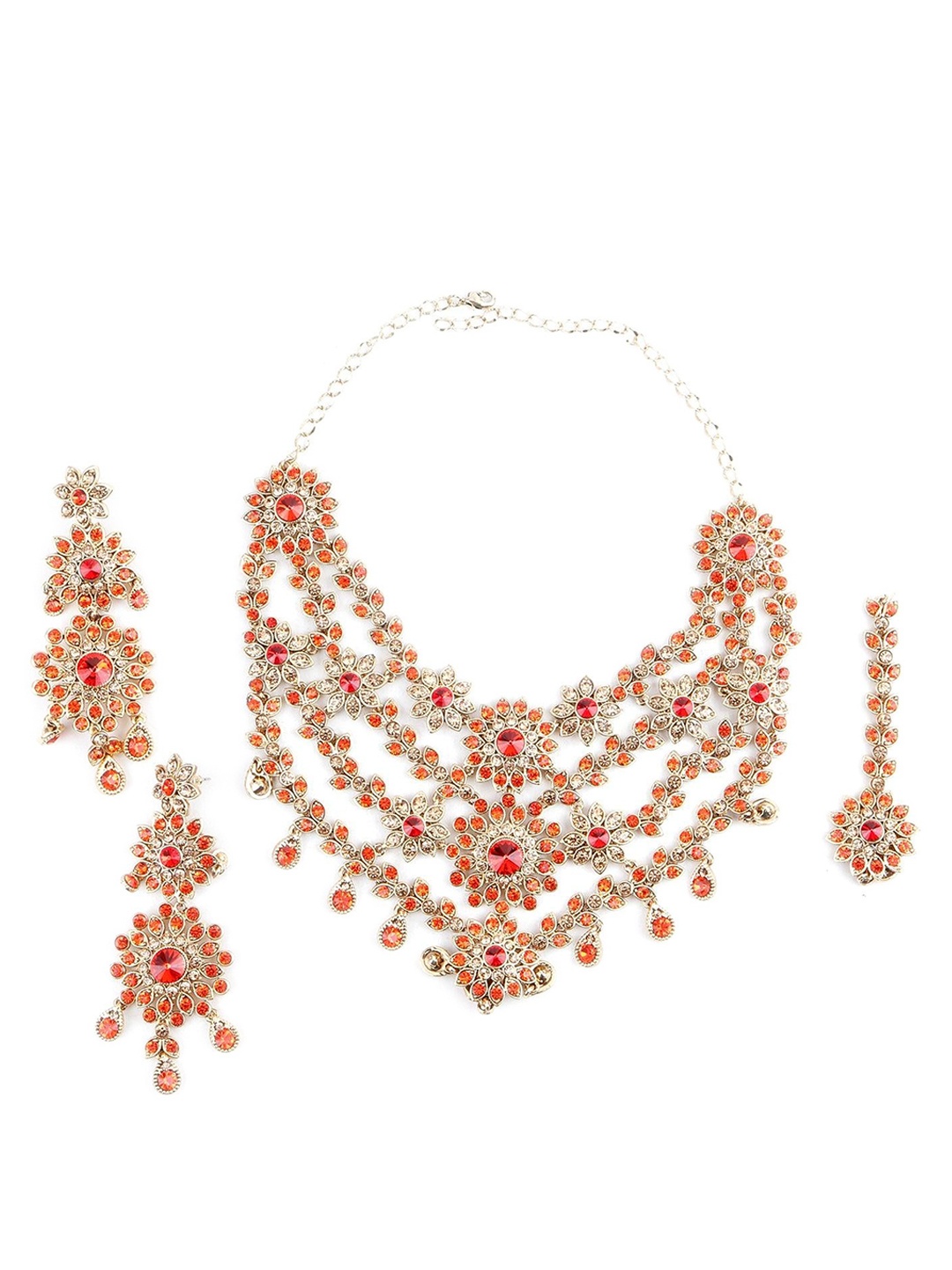 

ODETTE Crystal Studded Necklace & Earring Set, Gold