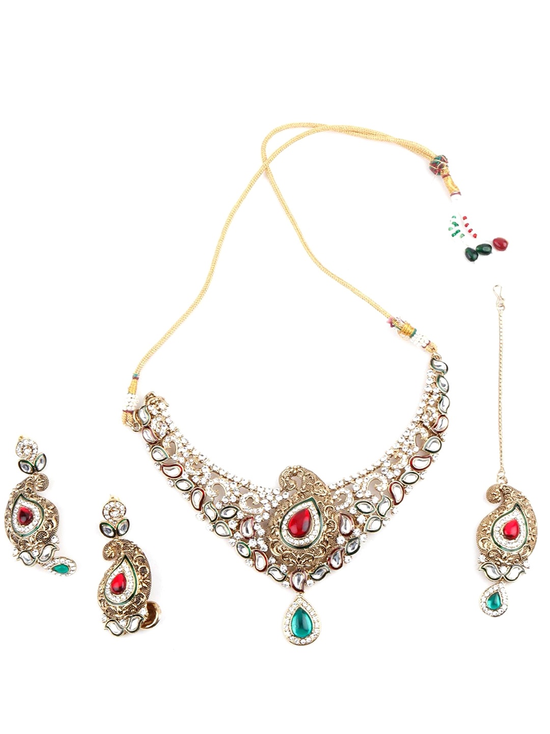 

ODETTE kundan Studded Necklace & Earring Set, Gold