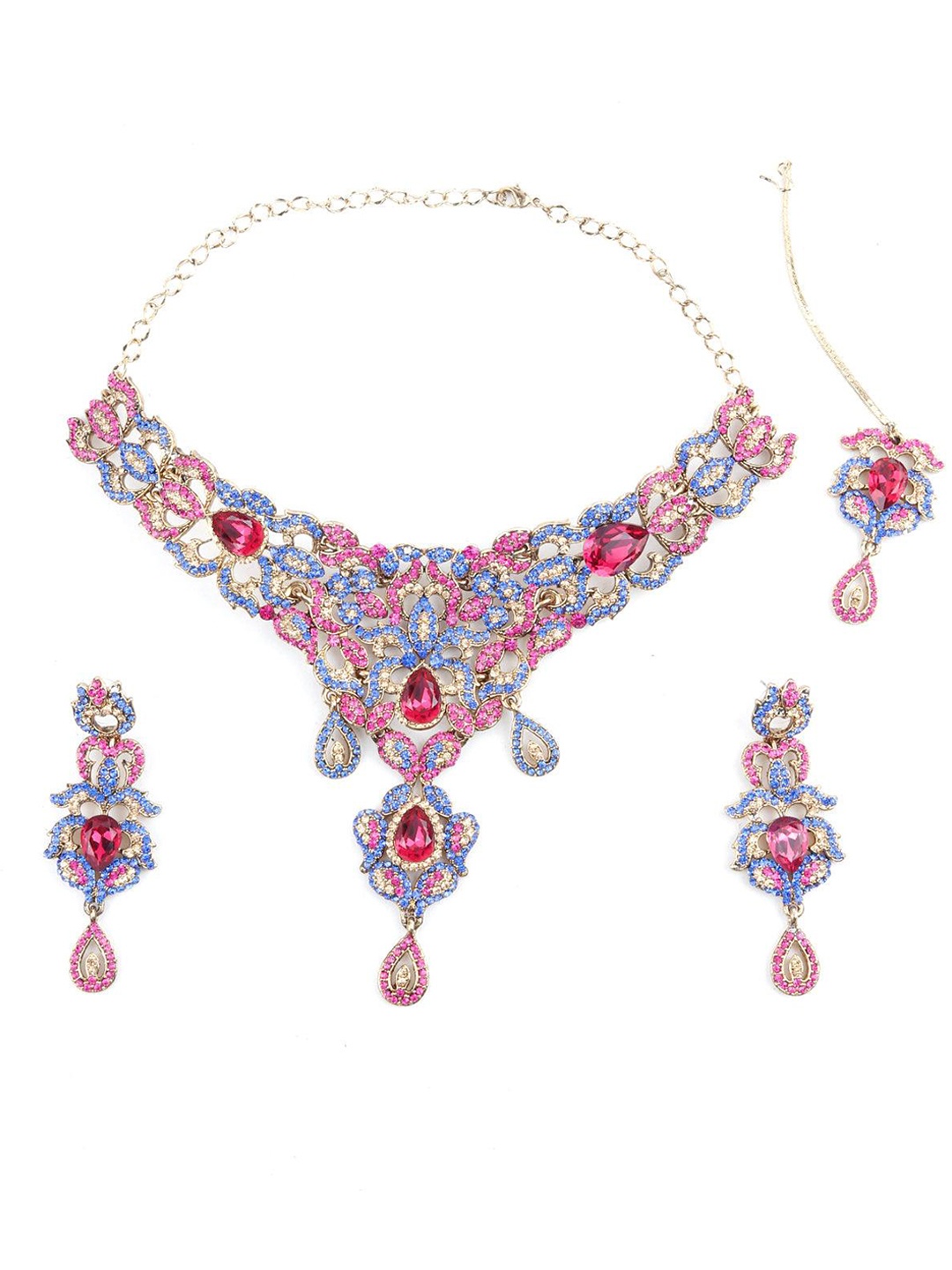 

ODETTE Crystal Studded Necklace & Earring Set, Gold