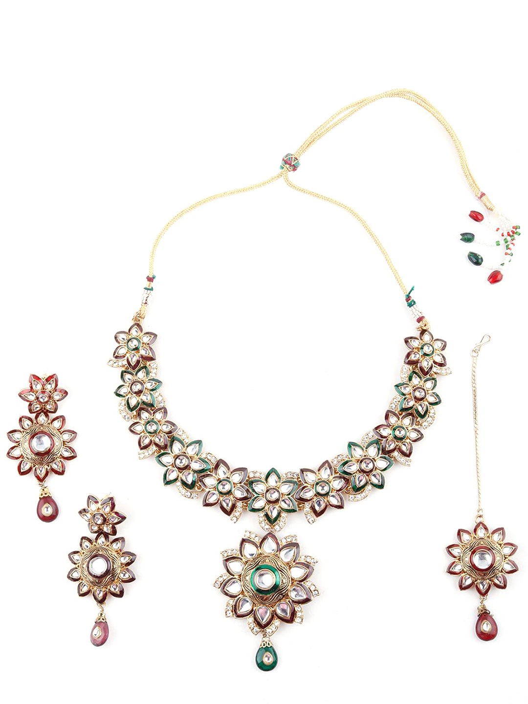 

ODETTE Gold-Plated Kundan-Studded Necklace & Earrings Set