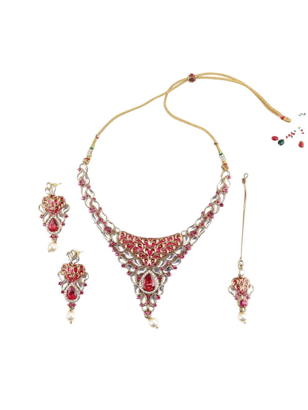

ODETTE Kundan Studded Necklace & Earring Set, Gold
