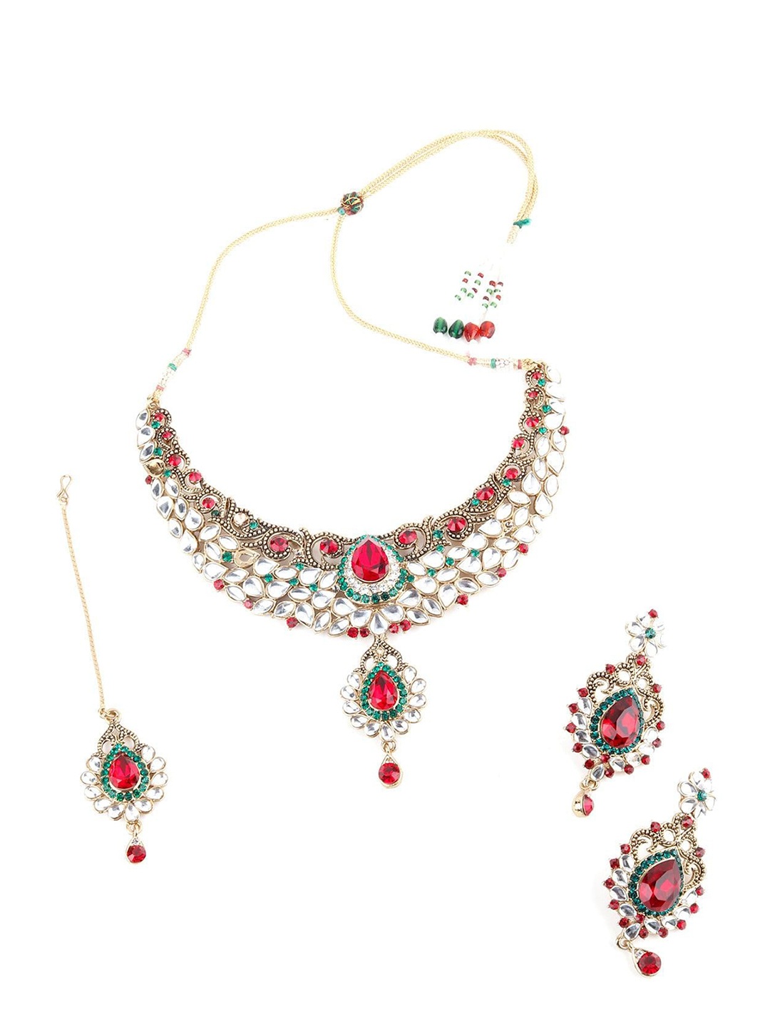 

ODETTE kundan Studded Necklace & Earring Set, Gold