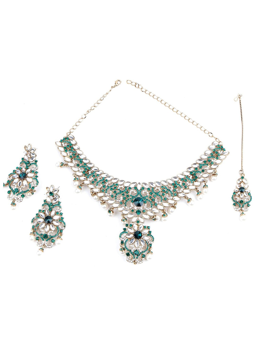 

ODETTE Gold-Plated Stone-Studded Jewellery Set