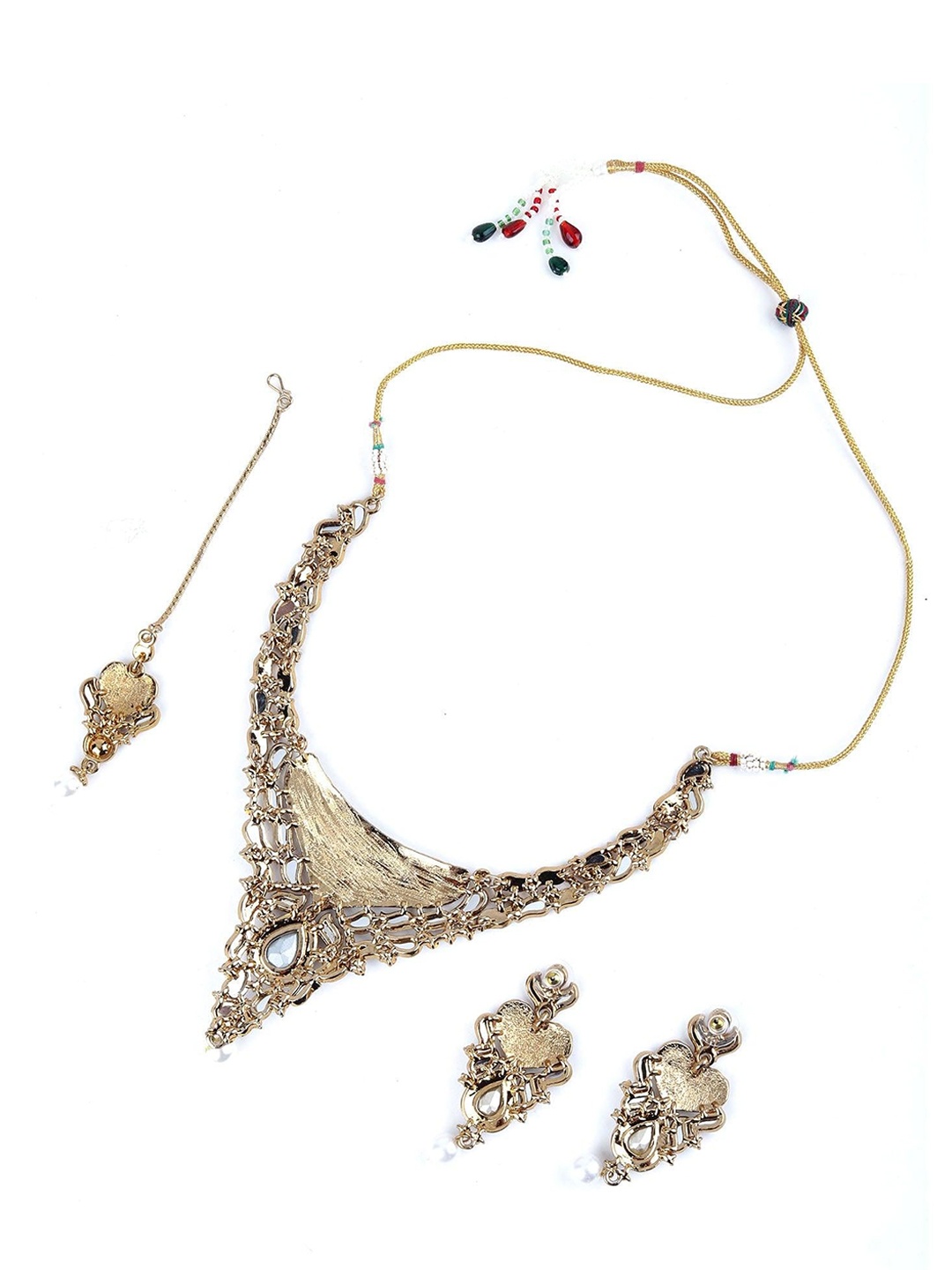 

ODETTE kundan Studded Necklace & Earring Set, Gold