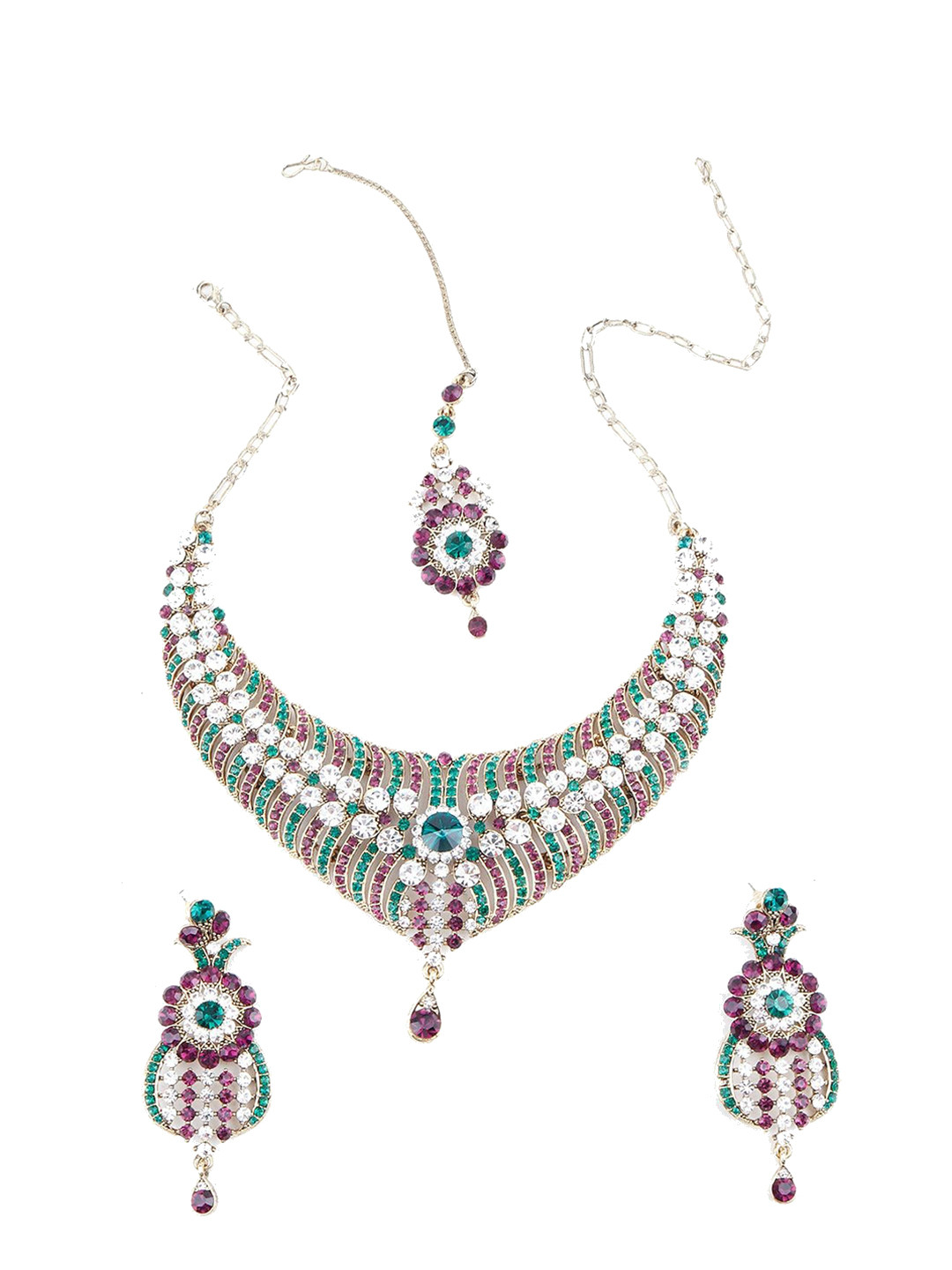 

ODETTE Crystal Studded Necklace & Earring Set, Gold