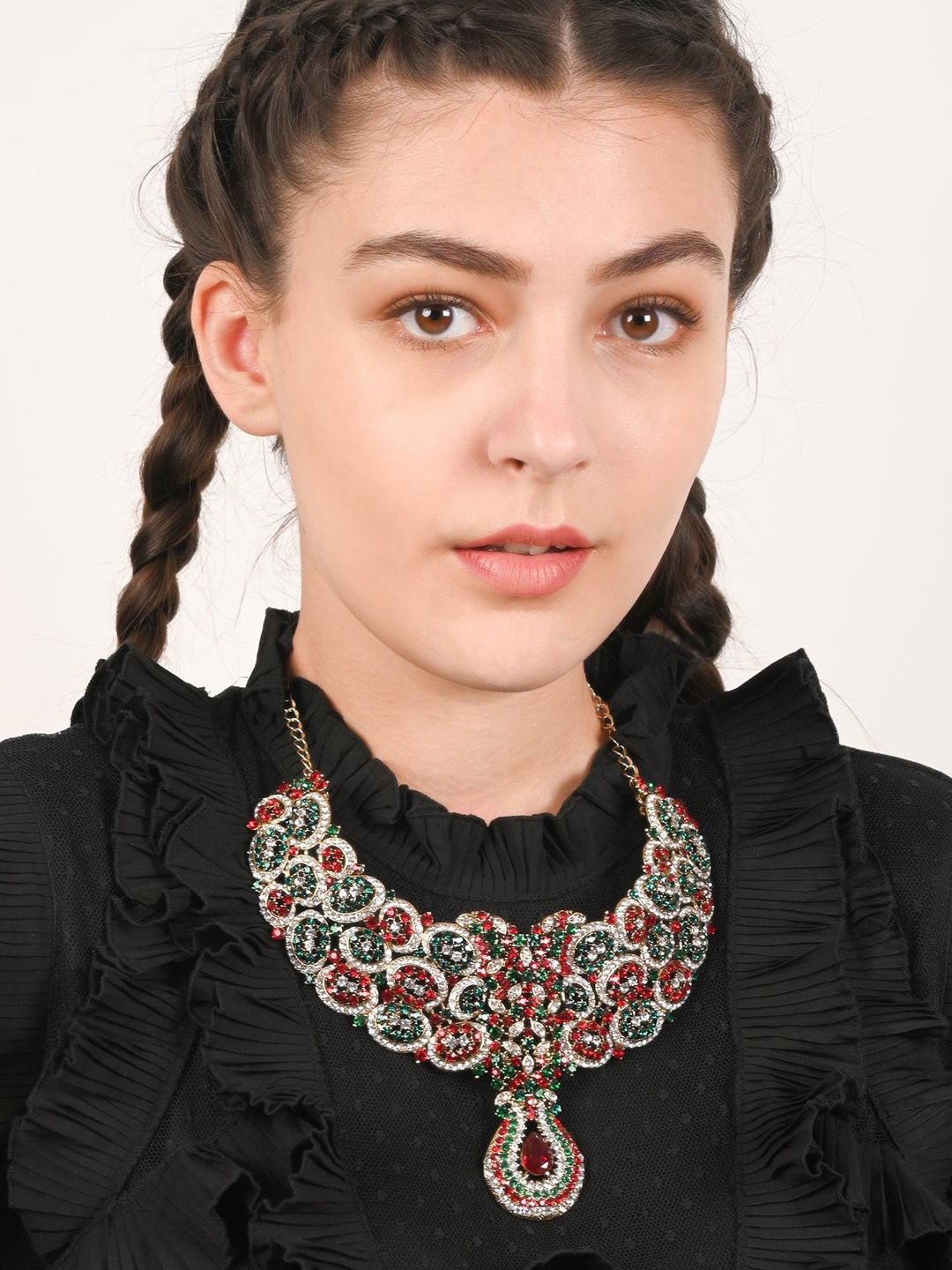 

ODETTE Crystal Studded Necklace & Earring Set, Gold