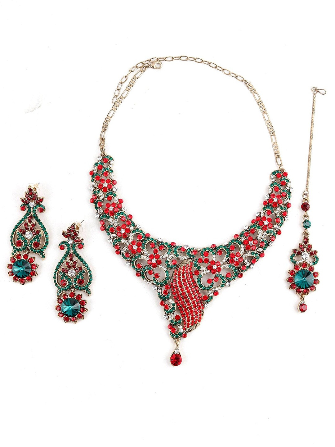 

ODETTE Crystal Studded Necklace & Earring Set, Gold
