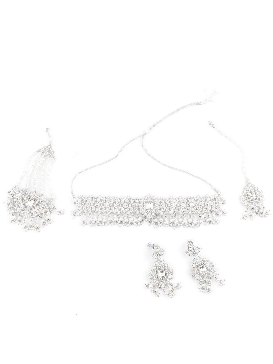 

ODETTE Crystal-Studded Necklace & Earring Set, Silver
