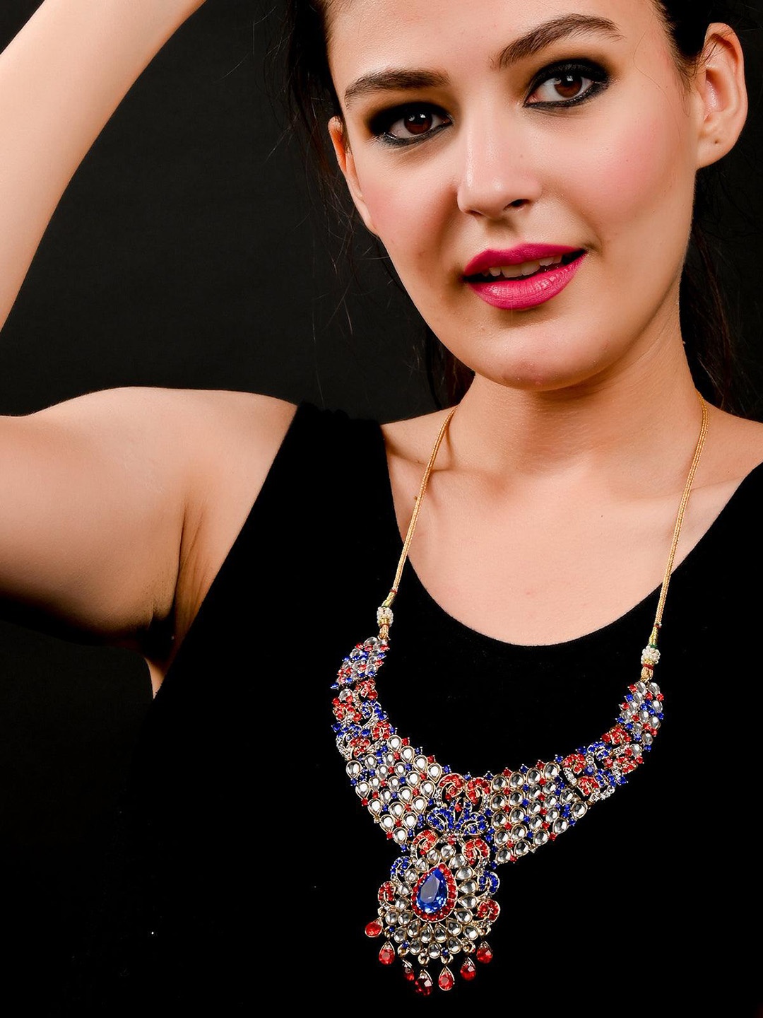 

ODETTE Crystal Studded Necklace & Earring Set, Gold