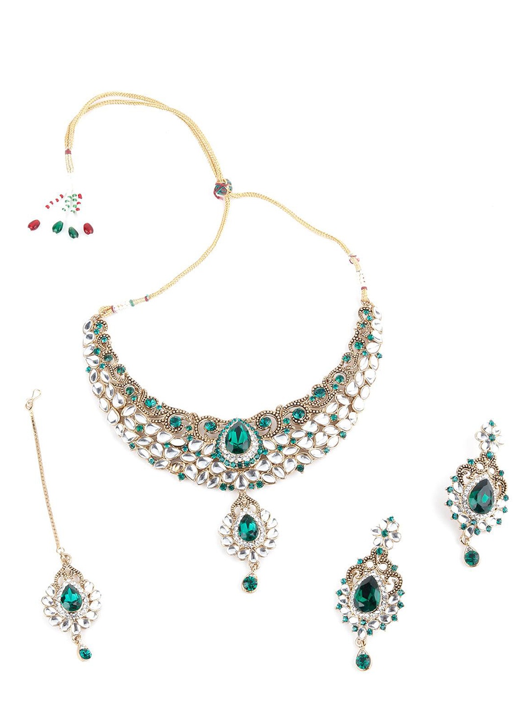 

ODETTE Kundan Studded Necklace & Earring Set, Gold
