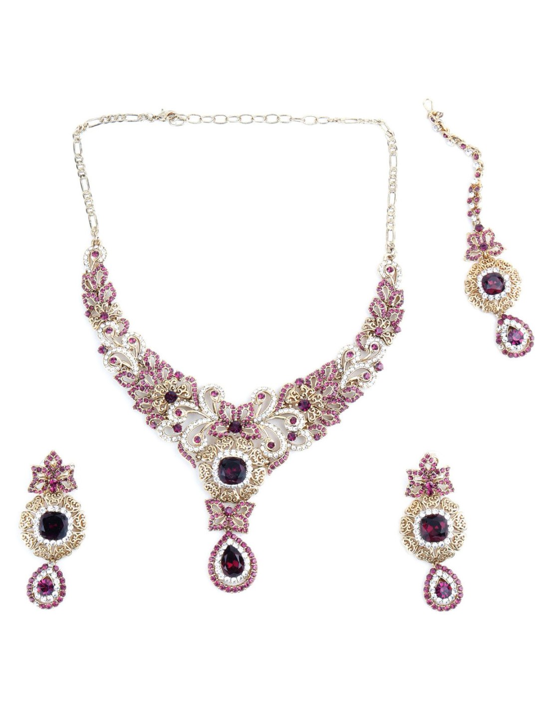 

ODETTE Crystal Studded Necklace & Earring Set, Gold