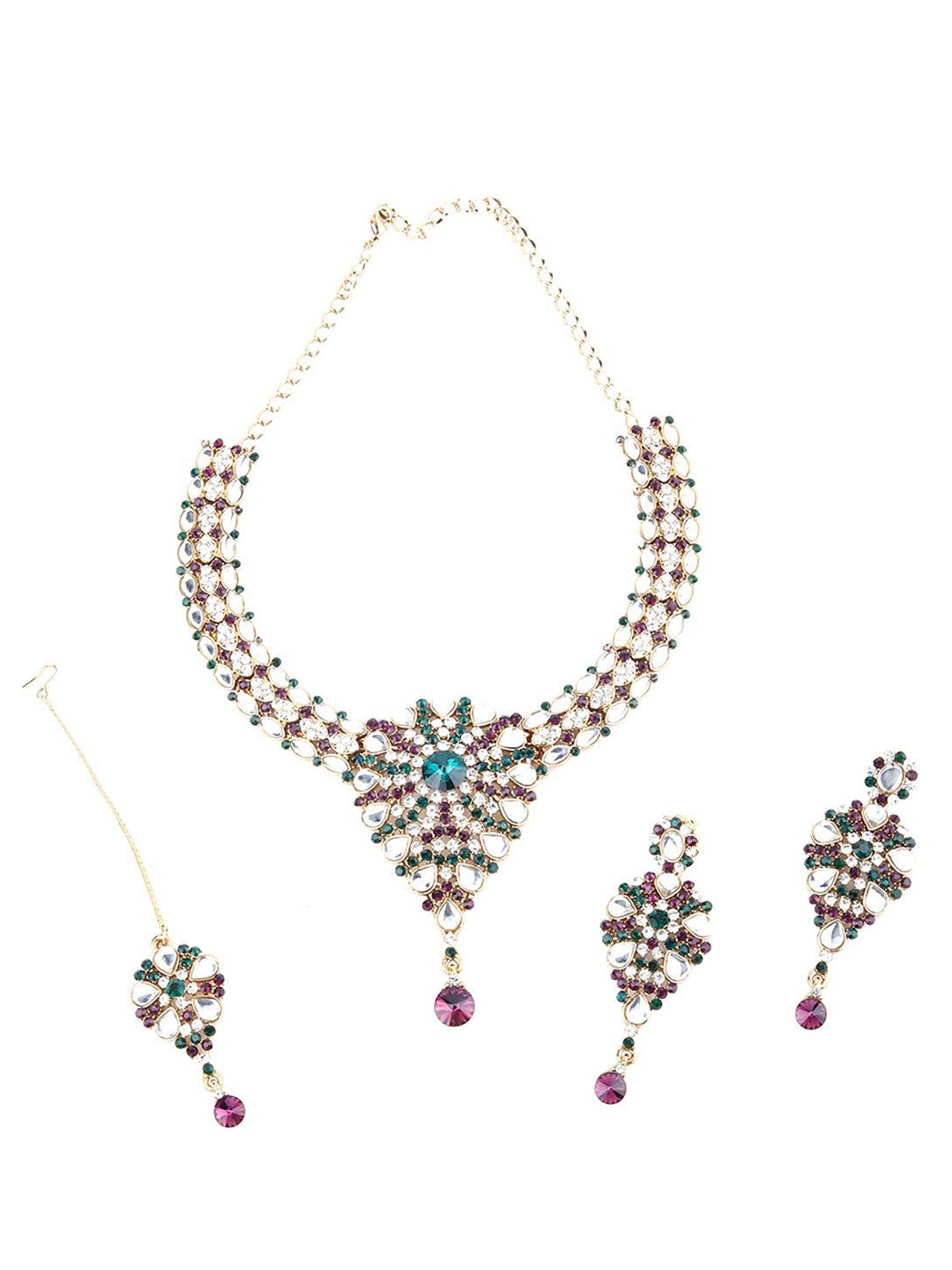 

ODETTE Gold-Plated Kundan-Studded Jewellery Set