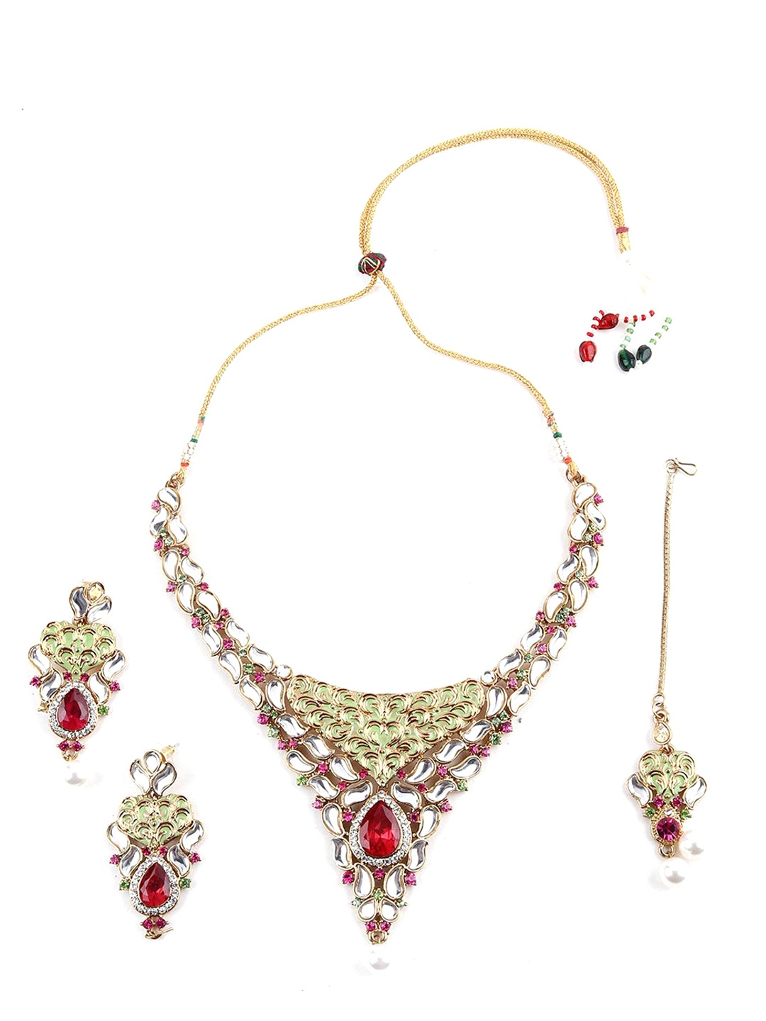

ODETTE Gold-Plated Kundan Studded Jewellery Set
