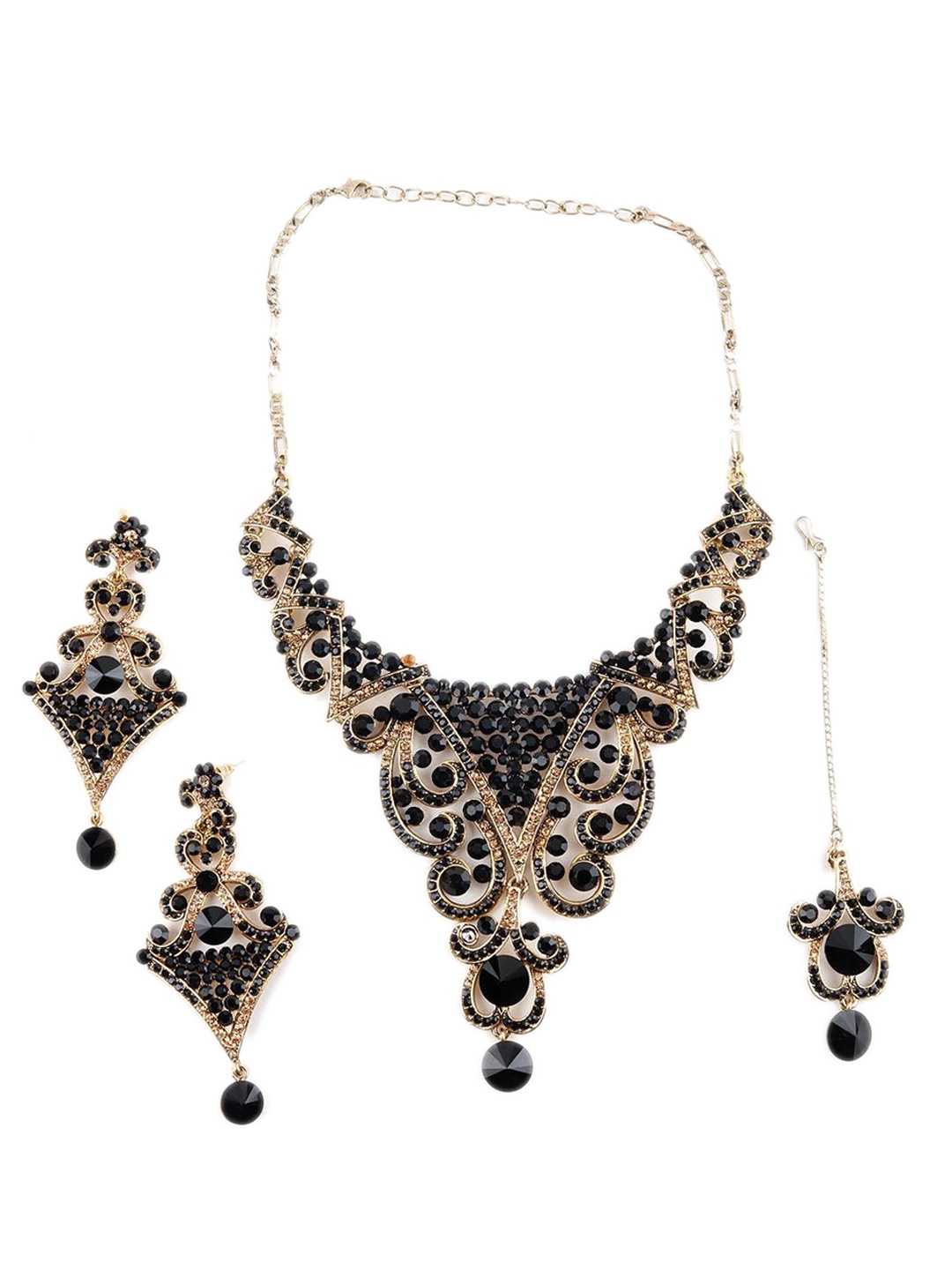 

ODETTE Stone-Studded Necklace & Earring Set, Gold
