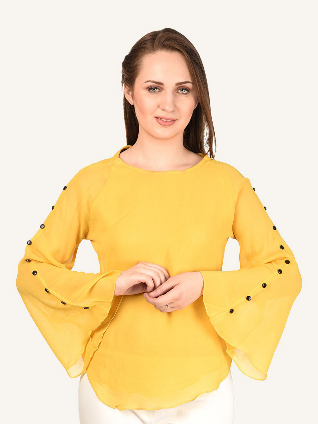 

urSense Raglan Sleeves Chiffon Top, Yellow