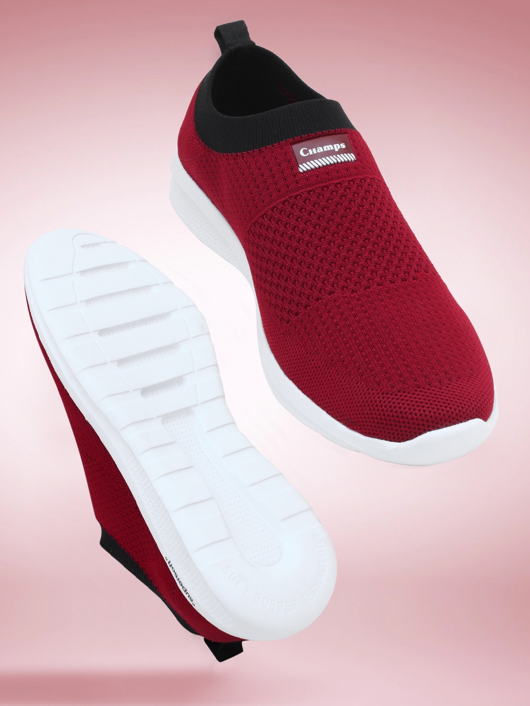 

Champs Men Woven Design Slip-On Sneakers, Maroon