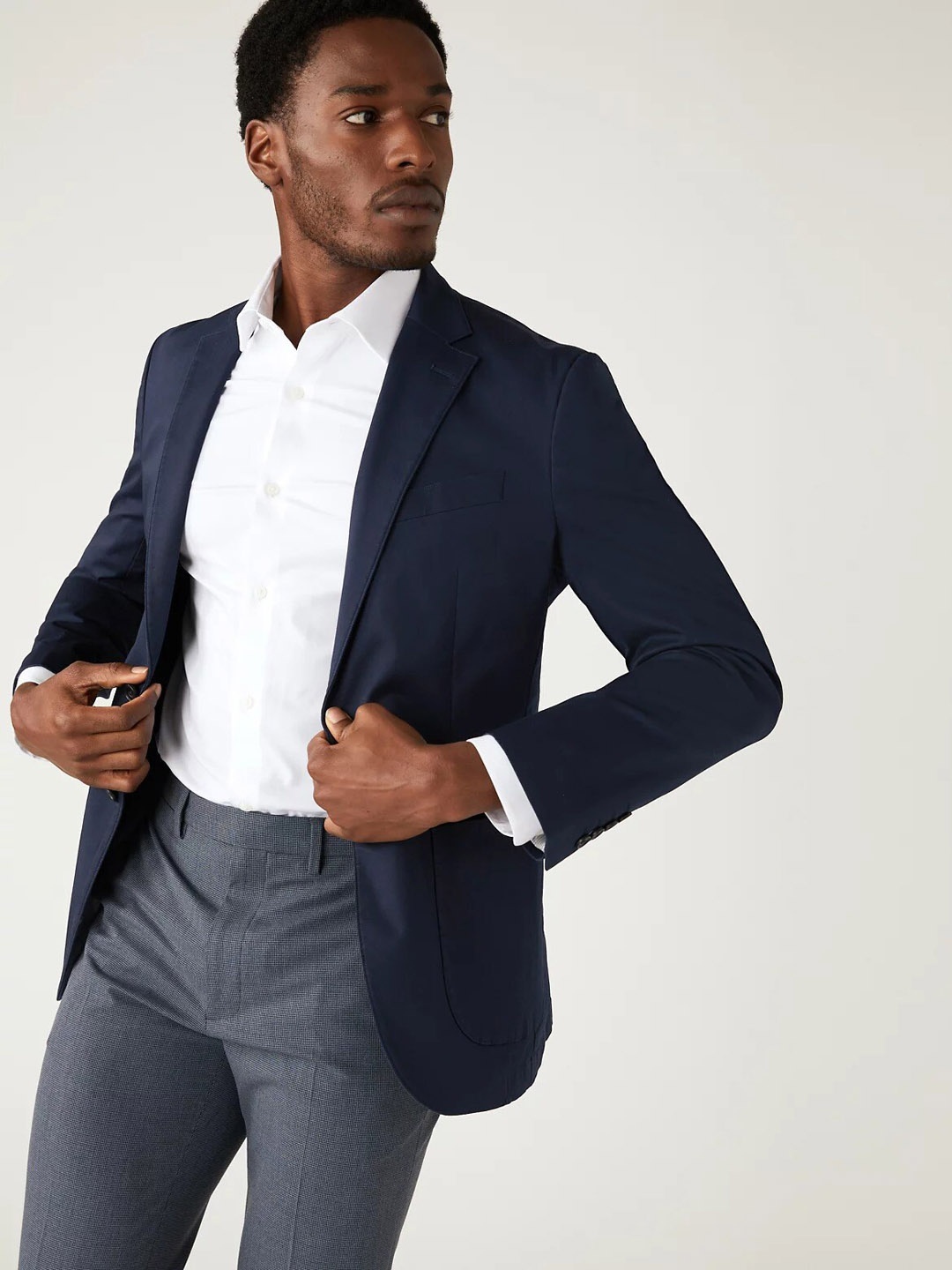 

Marks & Spencer Notched Lapel Single-Breasted Formal Blazer, Navy blue