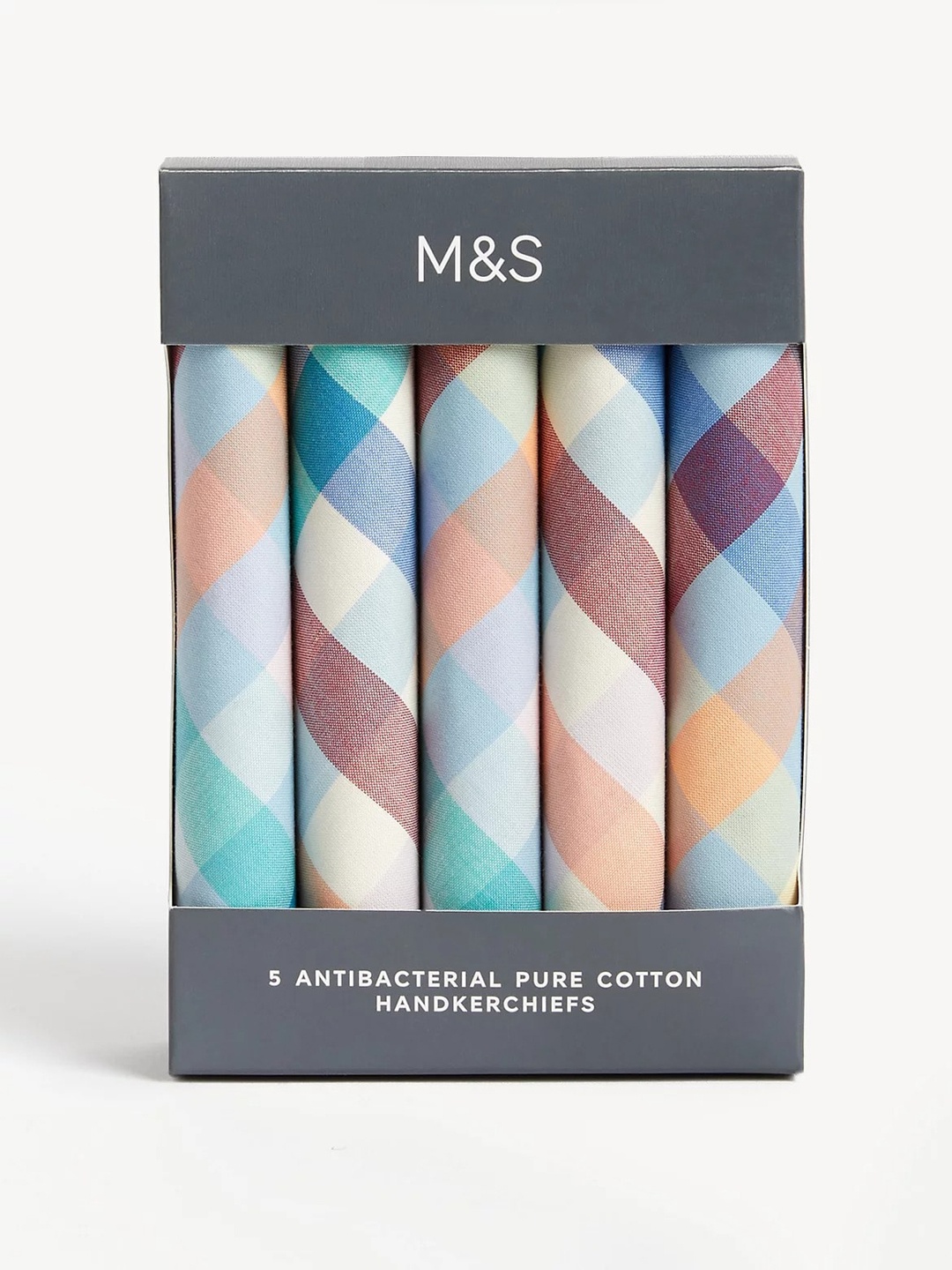 

Marks & Spencer Men Pack Of 5 Checked Pure Cotton Handkerchiefs, Blue