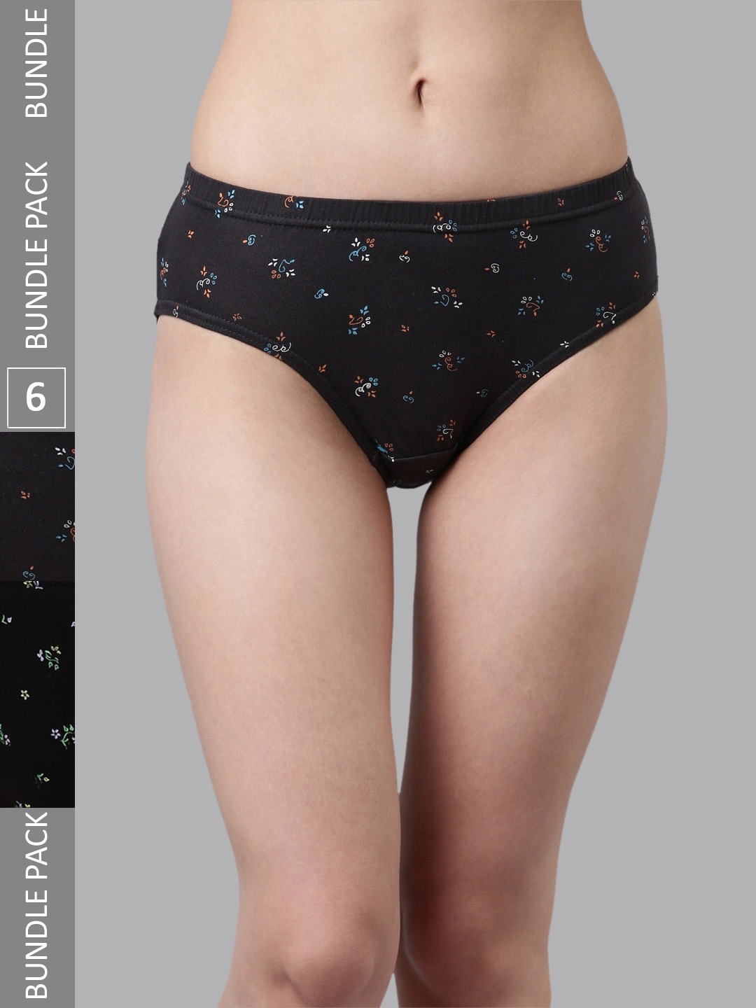 

DIXCY SCOTT Slimz Women Pack Of 6 Assorted Printed Cotton Hipster Briefs
