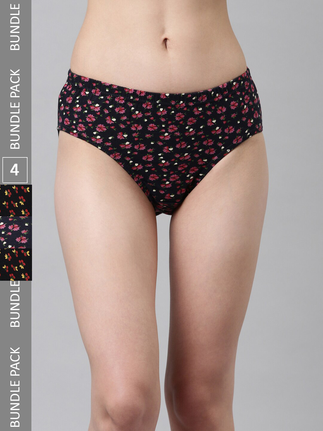 

DIXCY SCOTT Slimz Pack Of 4 Assorted Printed Cotton Hipster Briefs