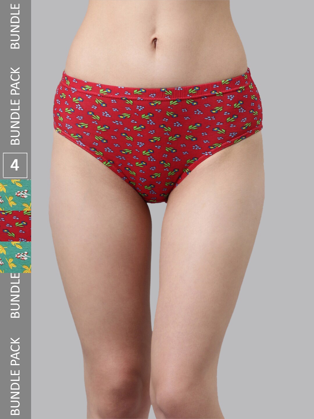 DIXCY SCOTT Slimz Women Pack Of 4 Assorted Cotton Bikini Briefs