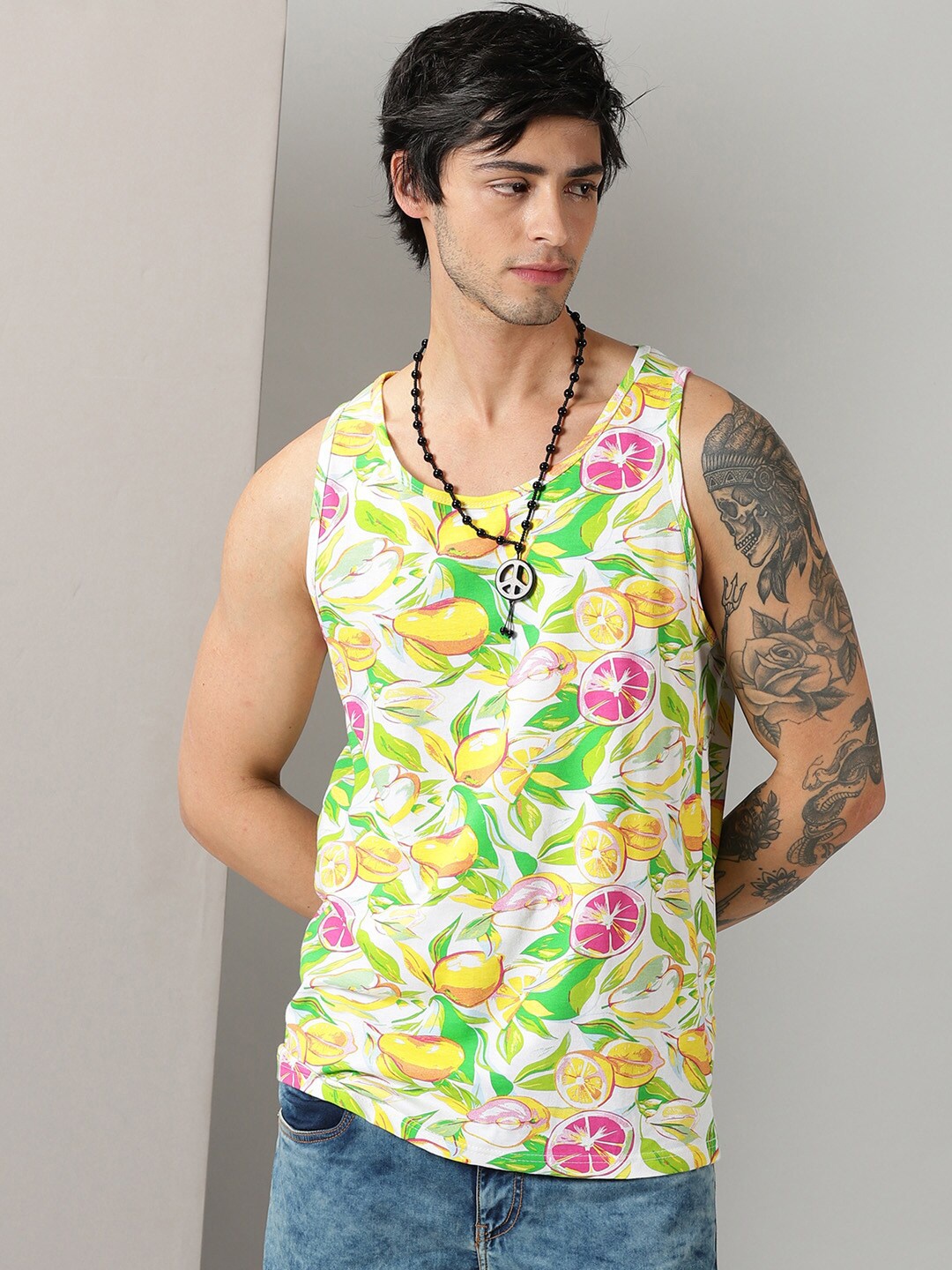 

Rodzen Conversational Printed Round Neck Cotton T-shirt, Green